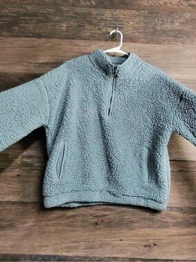 Thread & Supply Light Blue Sherpa Half-Zip Pullover